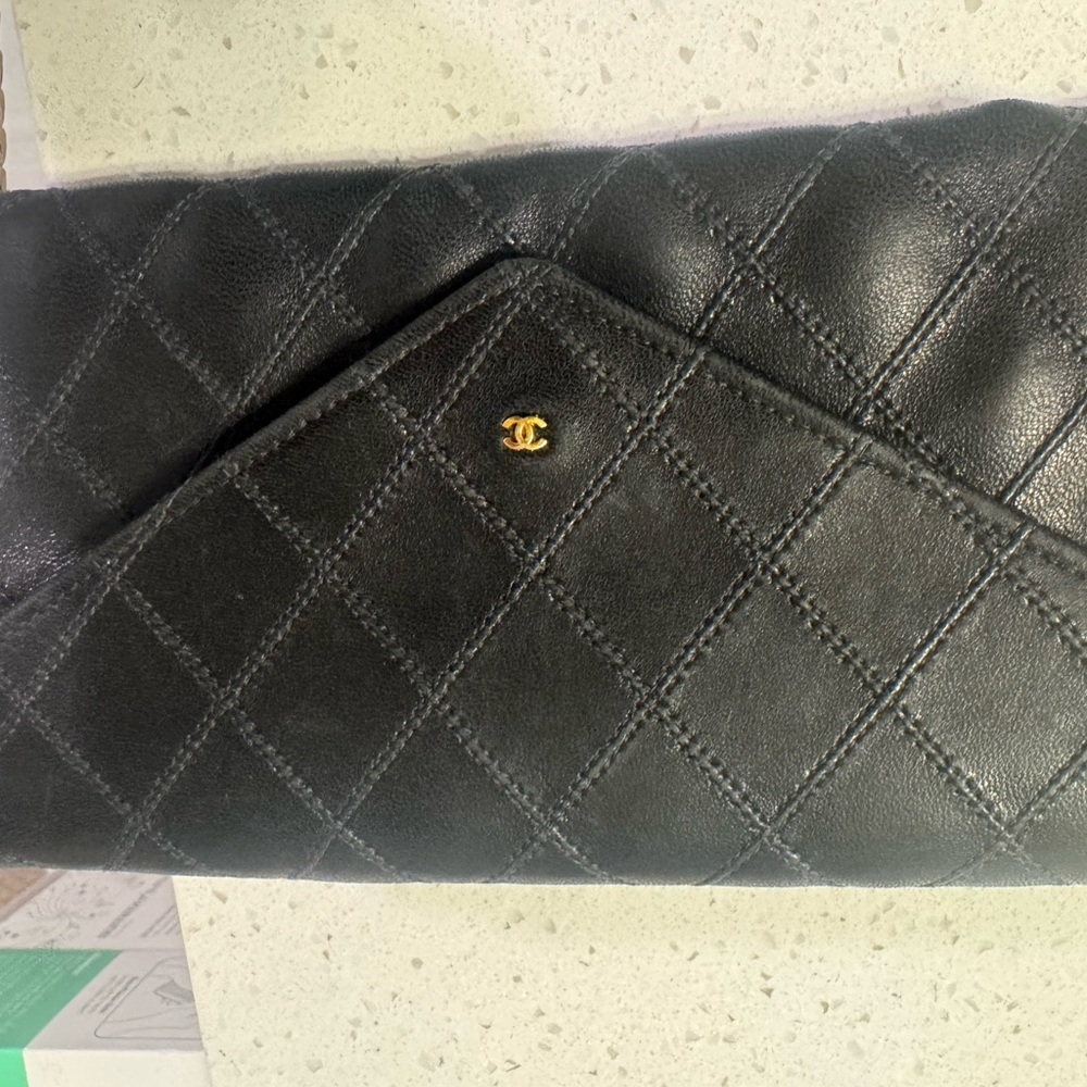 Chanel Black Quilted Leather Clutch